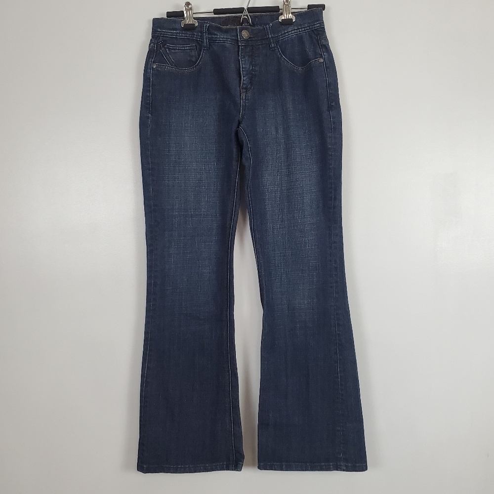 Foster Jeans Co. Wide/bootcut dark wash jeans 4 - Picture 4 of 7